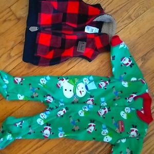 Baby boy Christmas vest and onesie PJs